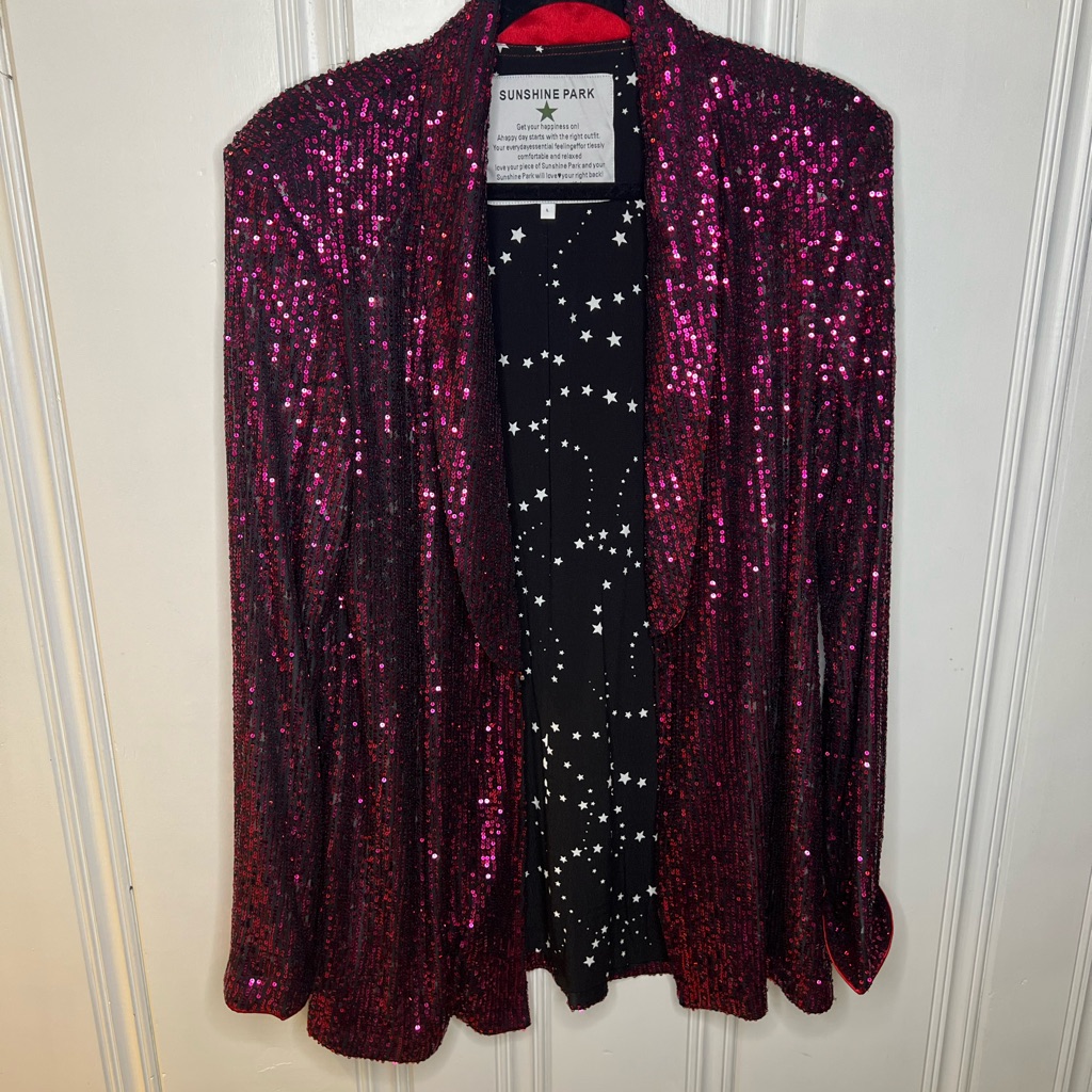 Sparkling Sequin Jacket In Red And Pink
